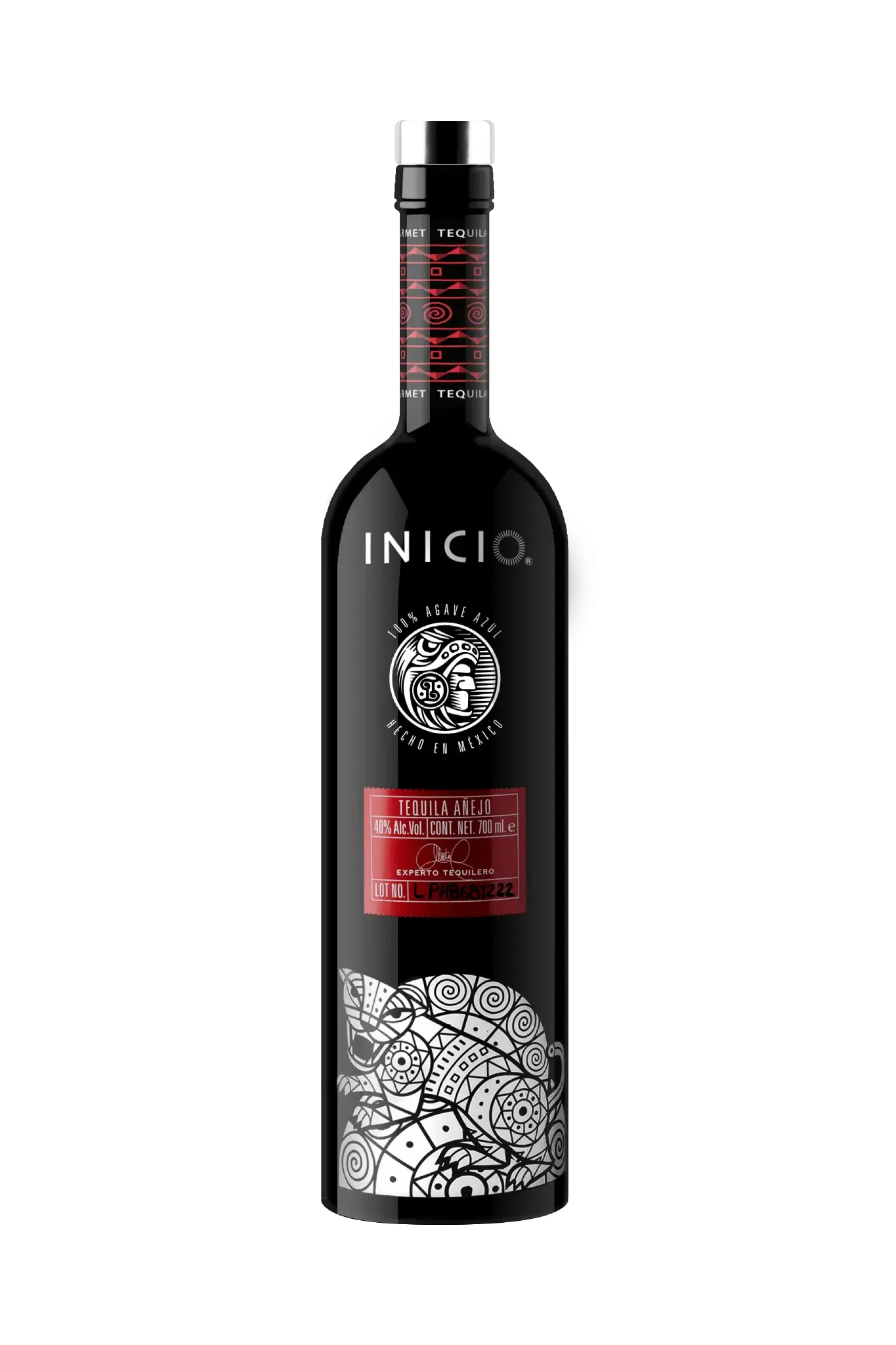 INICIO Tequila Anejo - Rotes Etikette schwarze Flasche