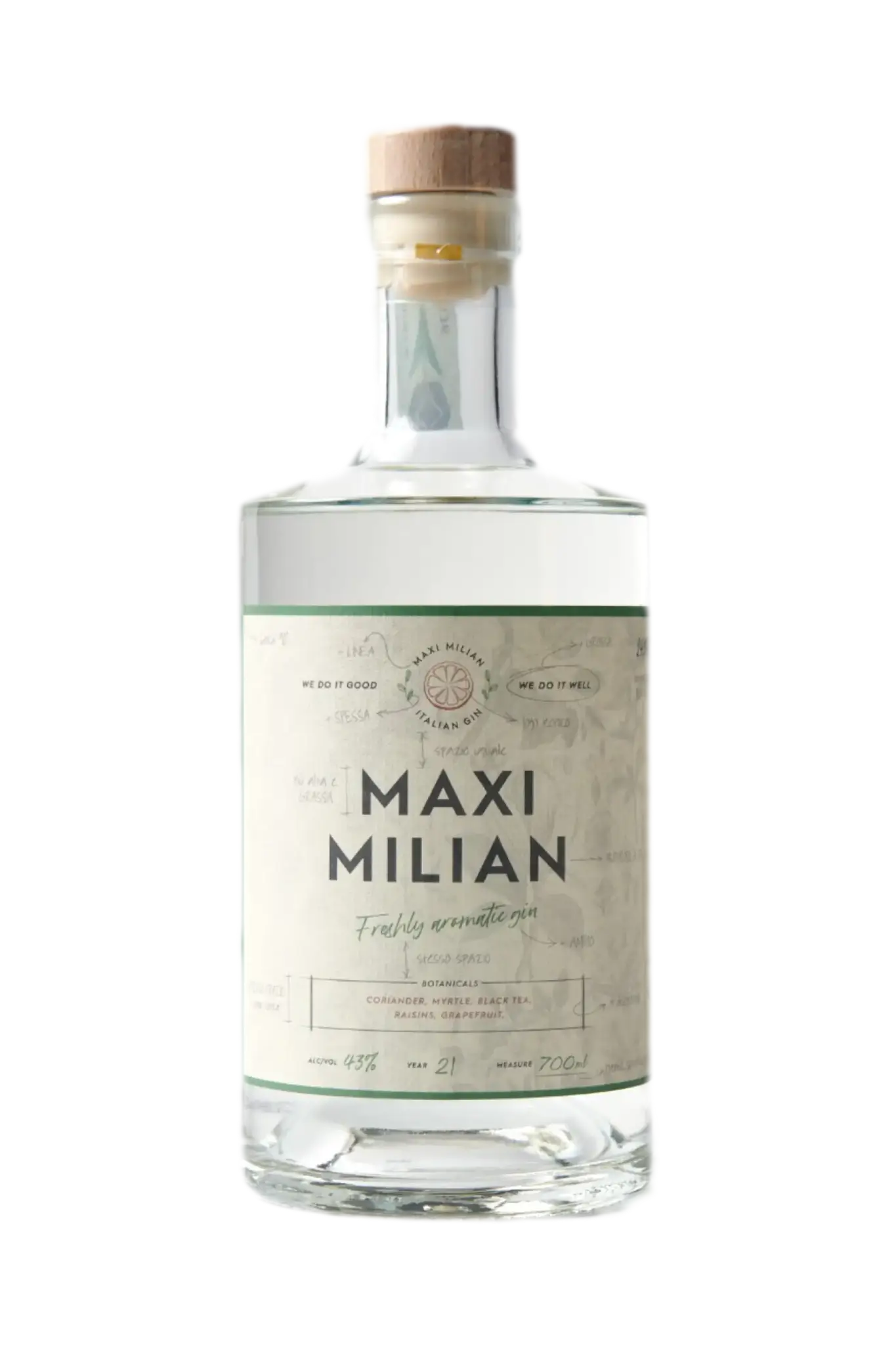 Maxi Milian Gin - Klare Flasche helles Etikette